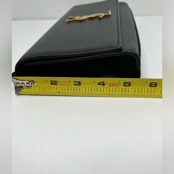 YVES SAINT LAURENT KATE CLUTCH IN GRAIN DE POUDRE LEATHER BLACK HANDBAG - Picture 9 of 11